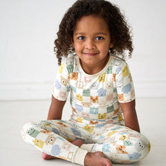 Check Mates Two-Piece Short Sleeve Pajama Set