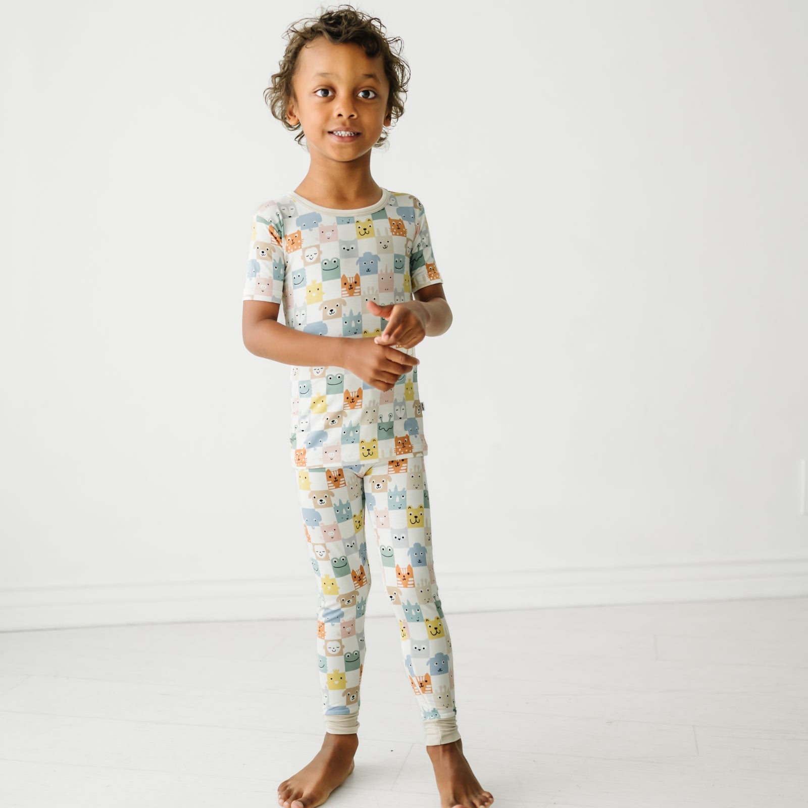 Check Mates Two-Piece Short Sleeve Pajama Set