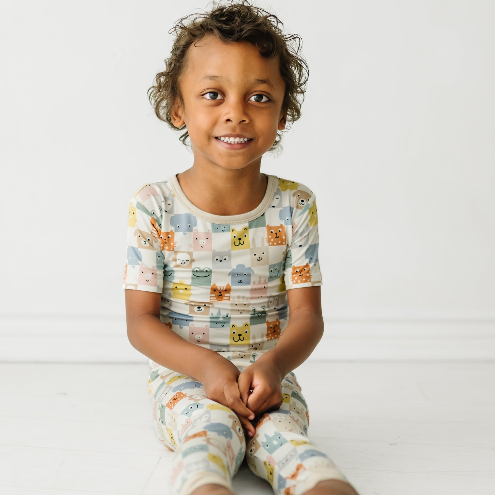 Check Mates Two-Piece Short Sleeve Pajama Set