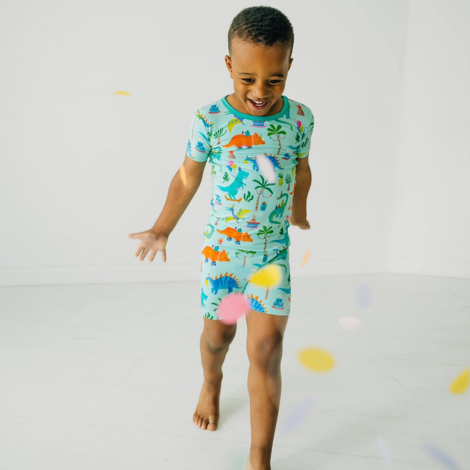 Prehistoric Party Two-Piece Short Sleeve & Shorts Pajama Set