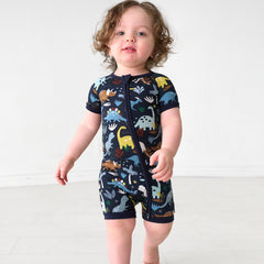 Navy Jurassic Jungle Shorty Zippy
