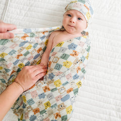 Check Mates Swaddle & Hat Set