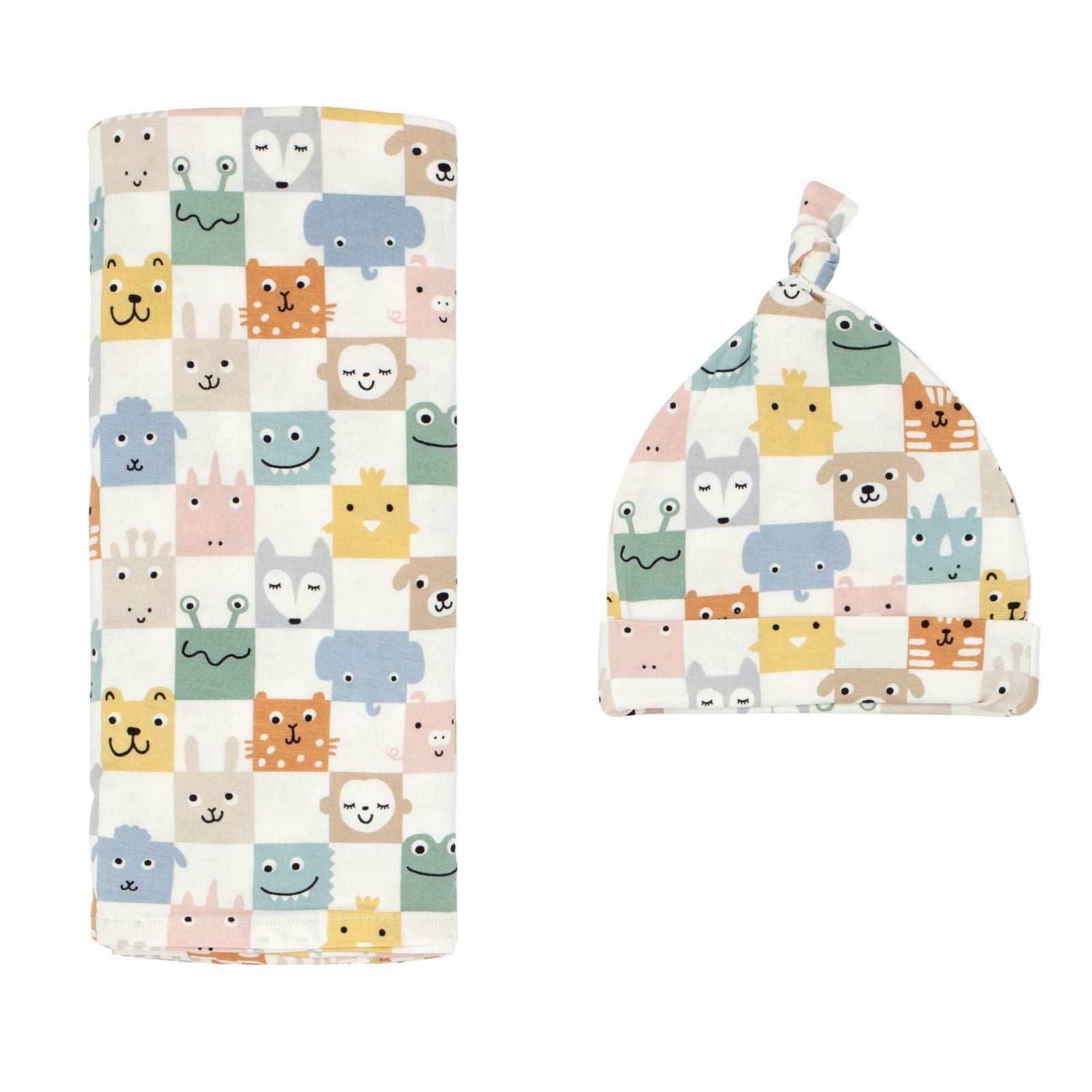 Check Mates Swaddle & Hat Set