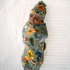 Touchdown Time Swaddle & Hat Set