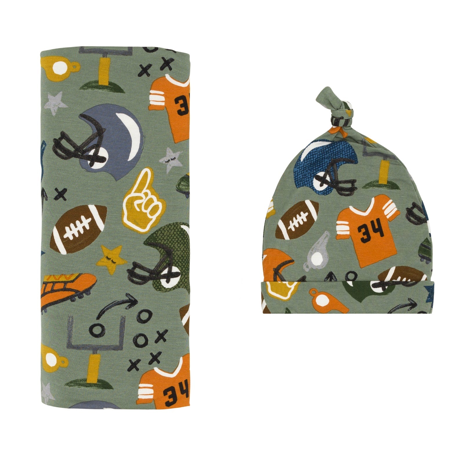 Touchdown Time Swaddle & Hat Set