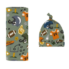 Touchdown Time Swaddle & Hat Set
