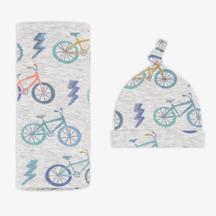 Let's Ride Swaddle & Hat Set
