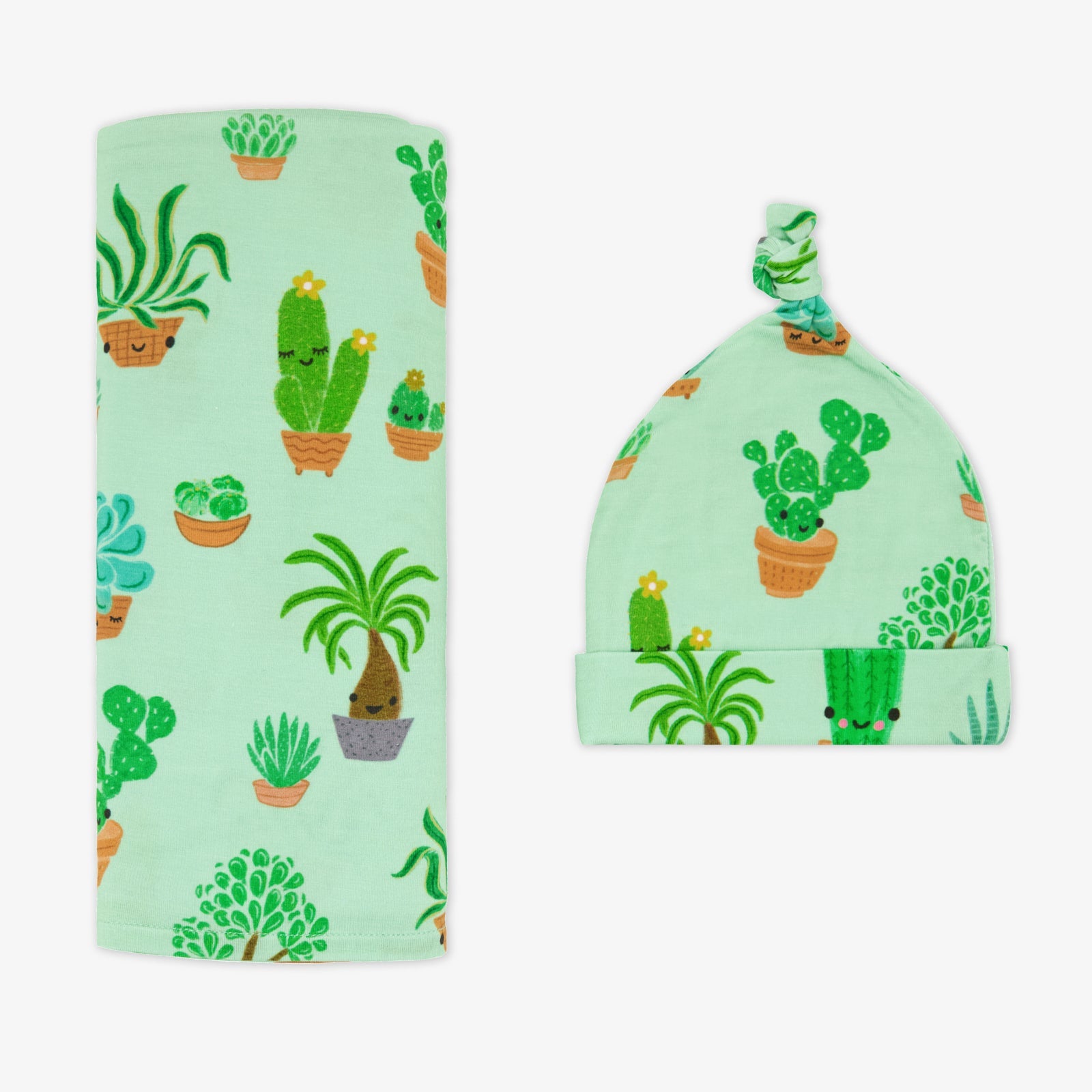Succulent Love Swaddle & Hat Set