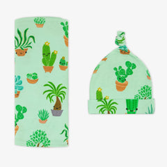 Succulent Love Swaddle & Hat Set
