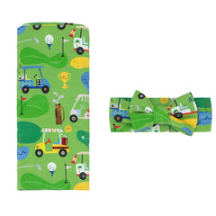 Fairway Fun Swaddle & Luxe Bow Headband Set