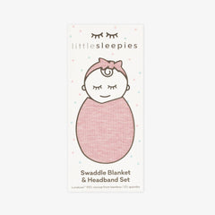 Heather Mauve Ribbed Swaddle & Luxe Bow Headband Set