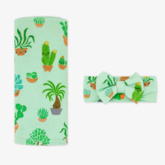 Succulent Love Swaddle & Luxe Bow Headband Set