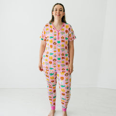 Pink Party Pals Women's Short Sleeve Pajama Top