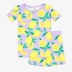 Lavender Sunny Citrus Two-Piece Short Sleeve & Shorts Pajama Set