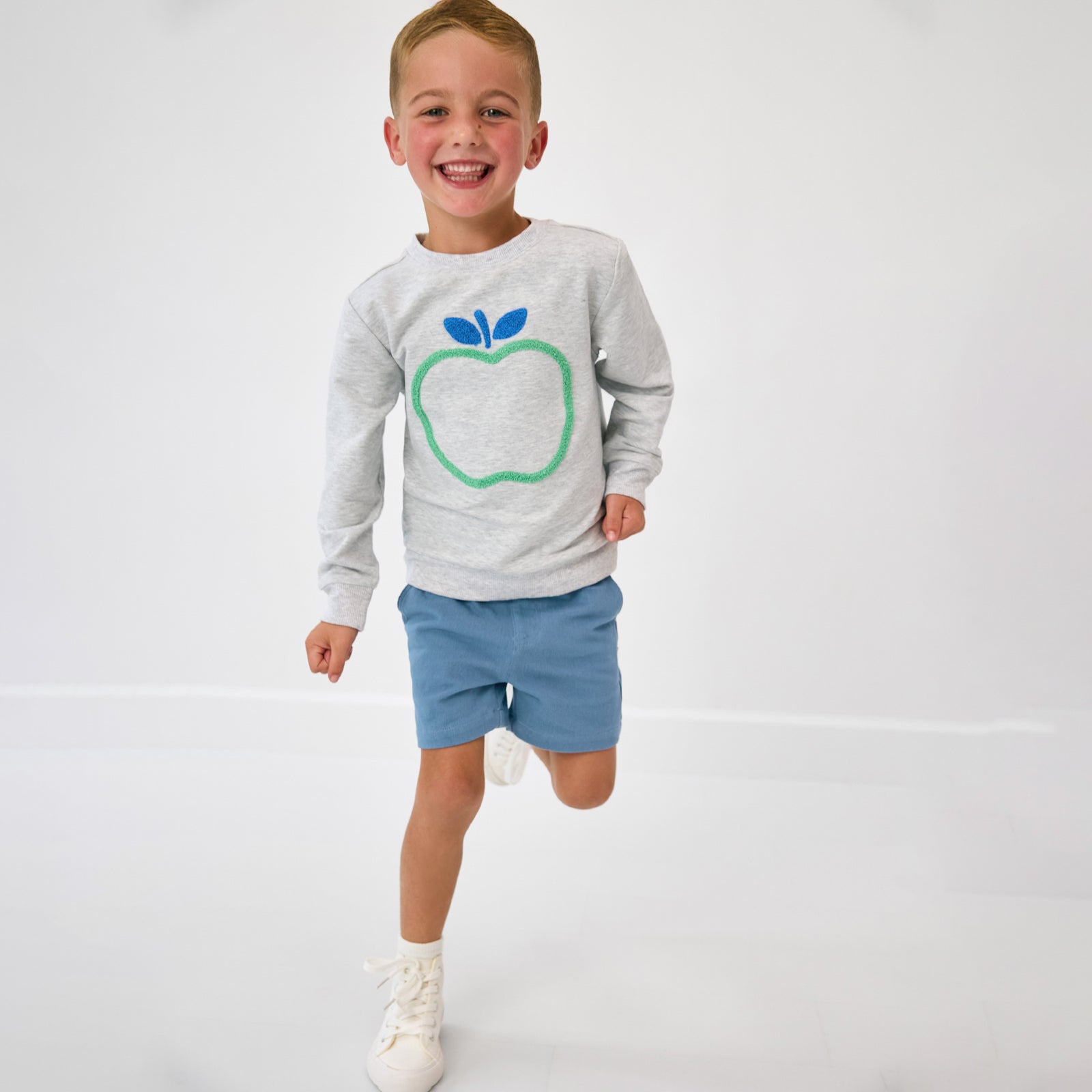 Light Heather Gray Apple Crewneck Sweatshirt