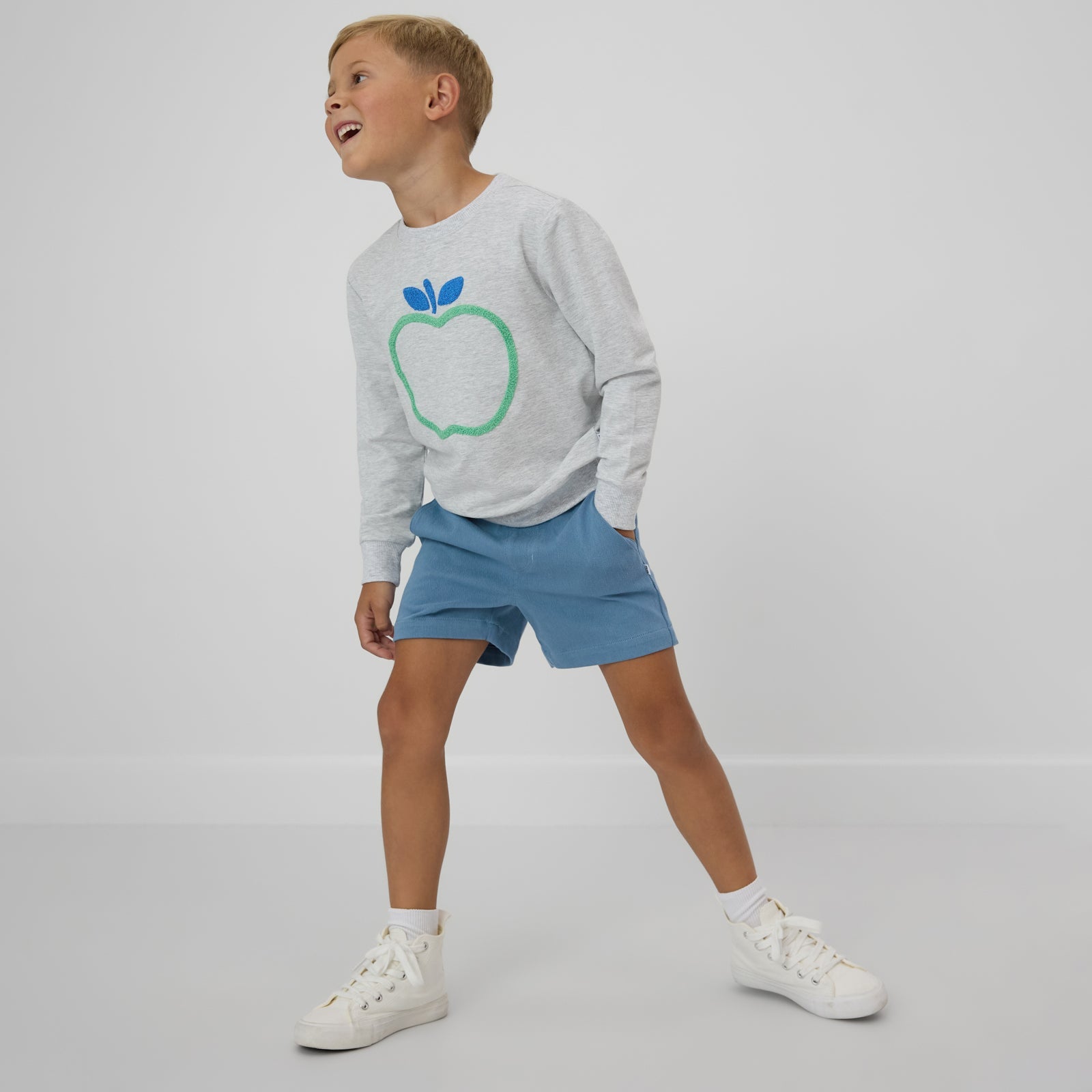 Light Heather Gray Apple Crewneck Sweatshirt
