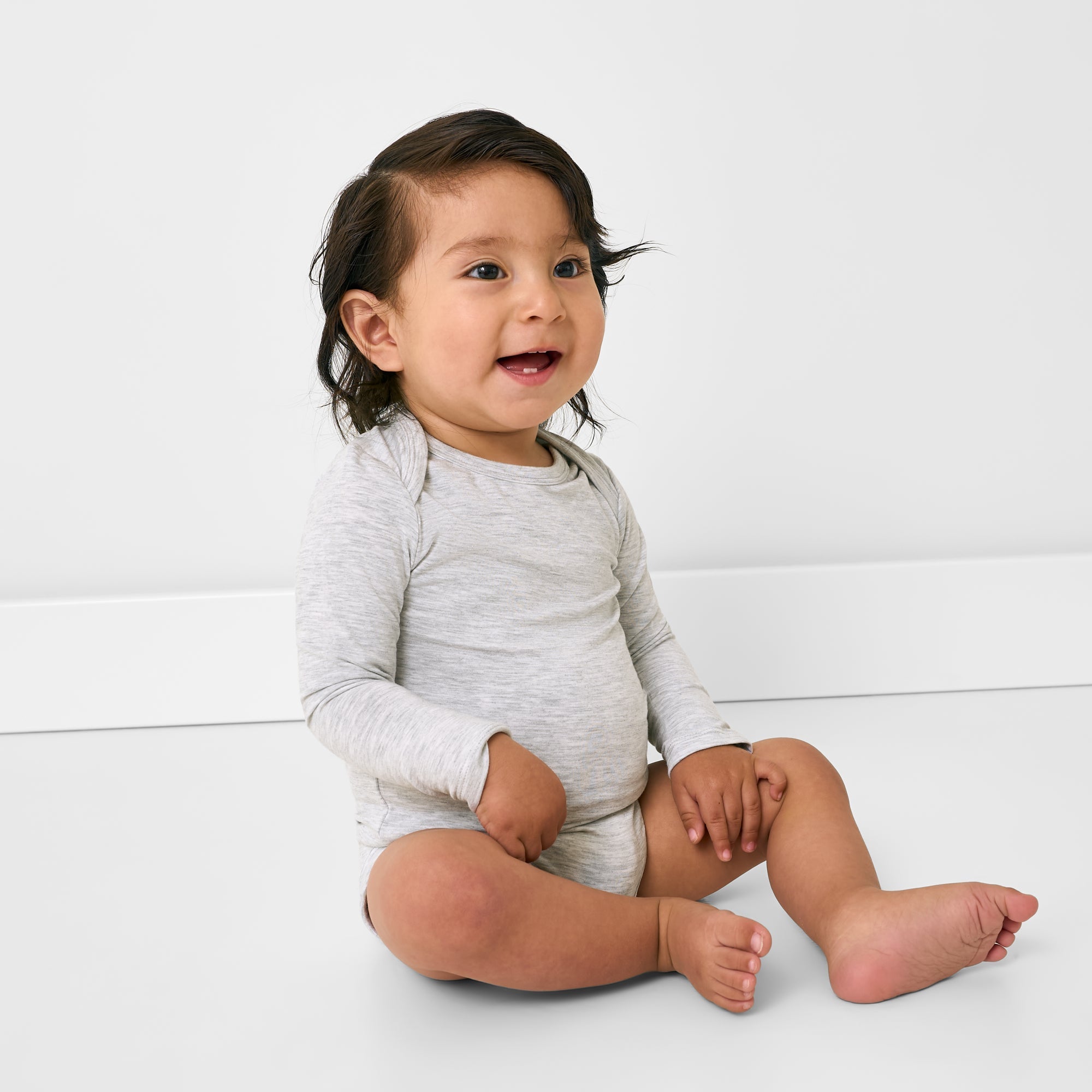 Light Heather Gray Long Sleeve Bodysuit