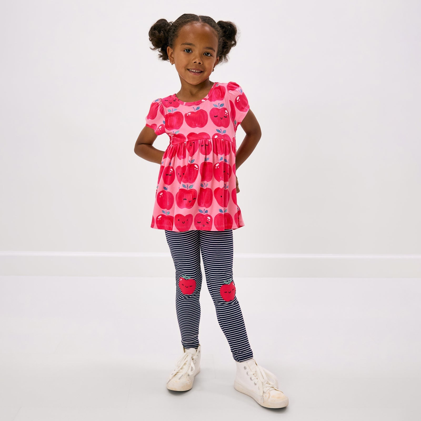 Mini Navy Stripe Apple Patch Legging
