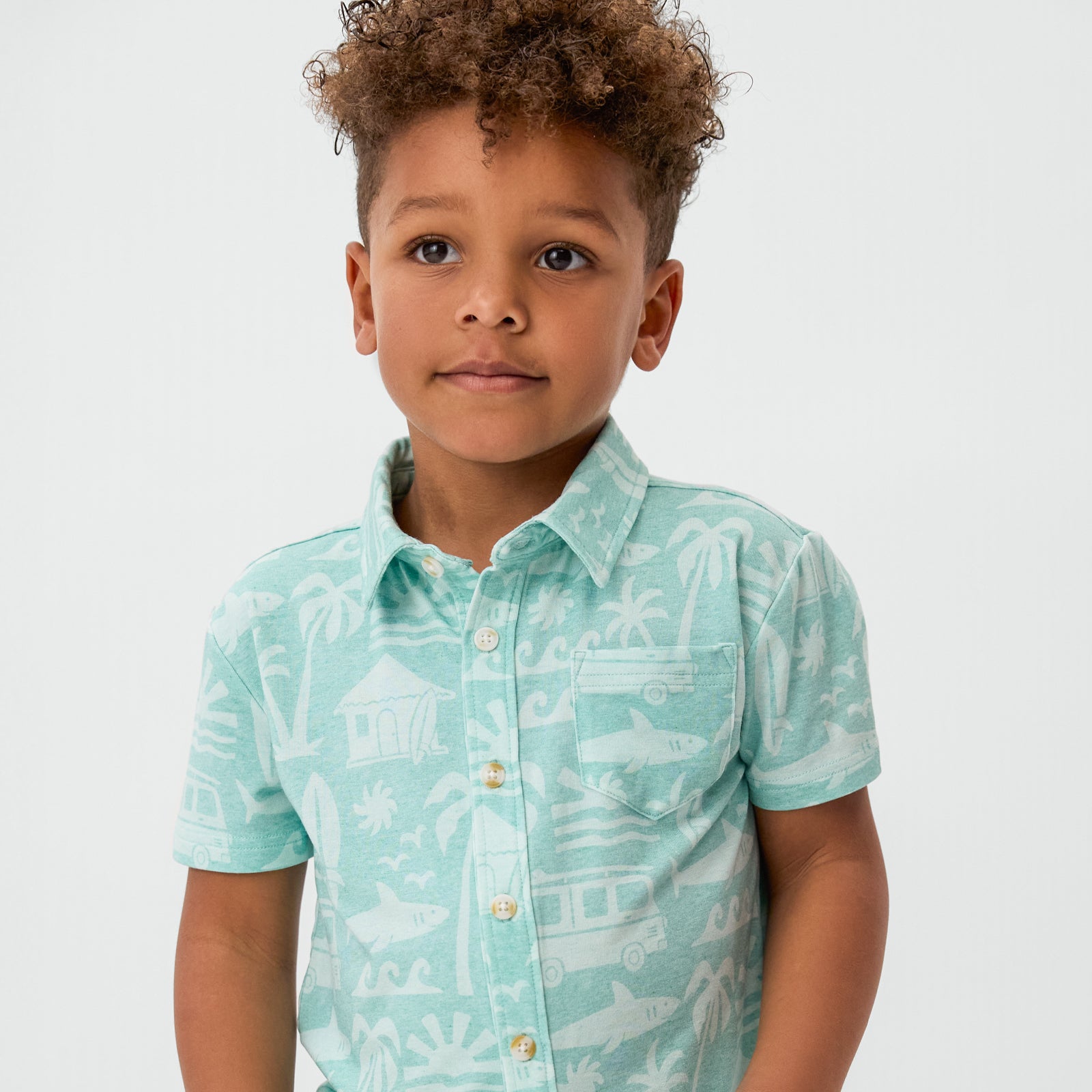 Mint Surf Shack Button Down Polo