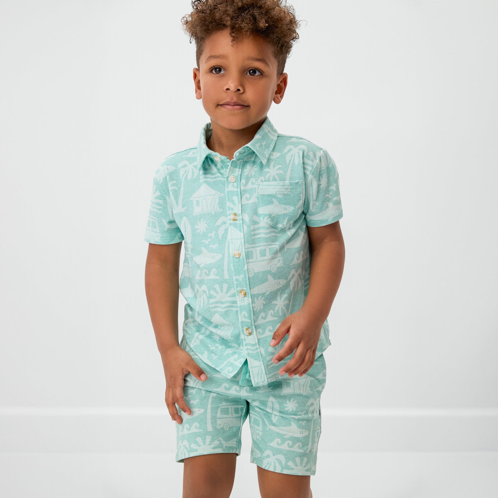 Mint Surf Shack Drawstring Shorts