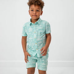 Mint Surf Shack Drawstring Shorts