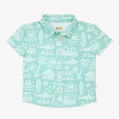 Mint Surf Shack Button Down Polo