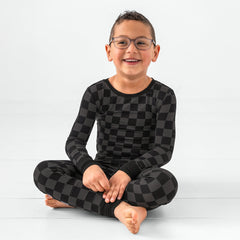 Monochrome Checks Two-Piece Pajama Set