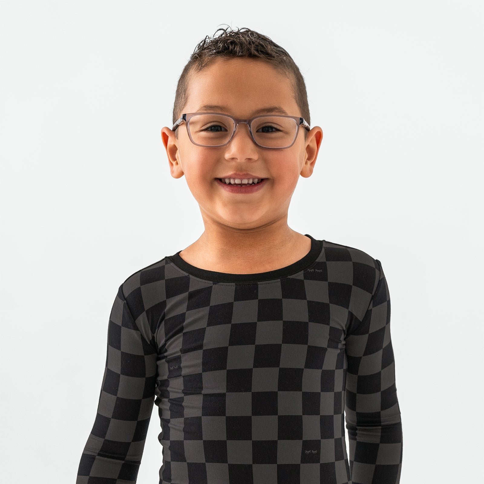 Monochrome Checks Two-Piece Pajama Set