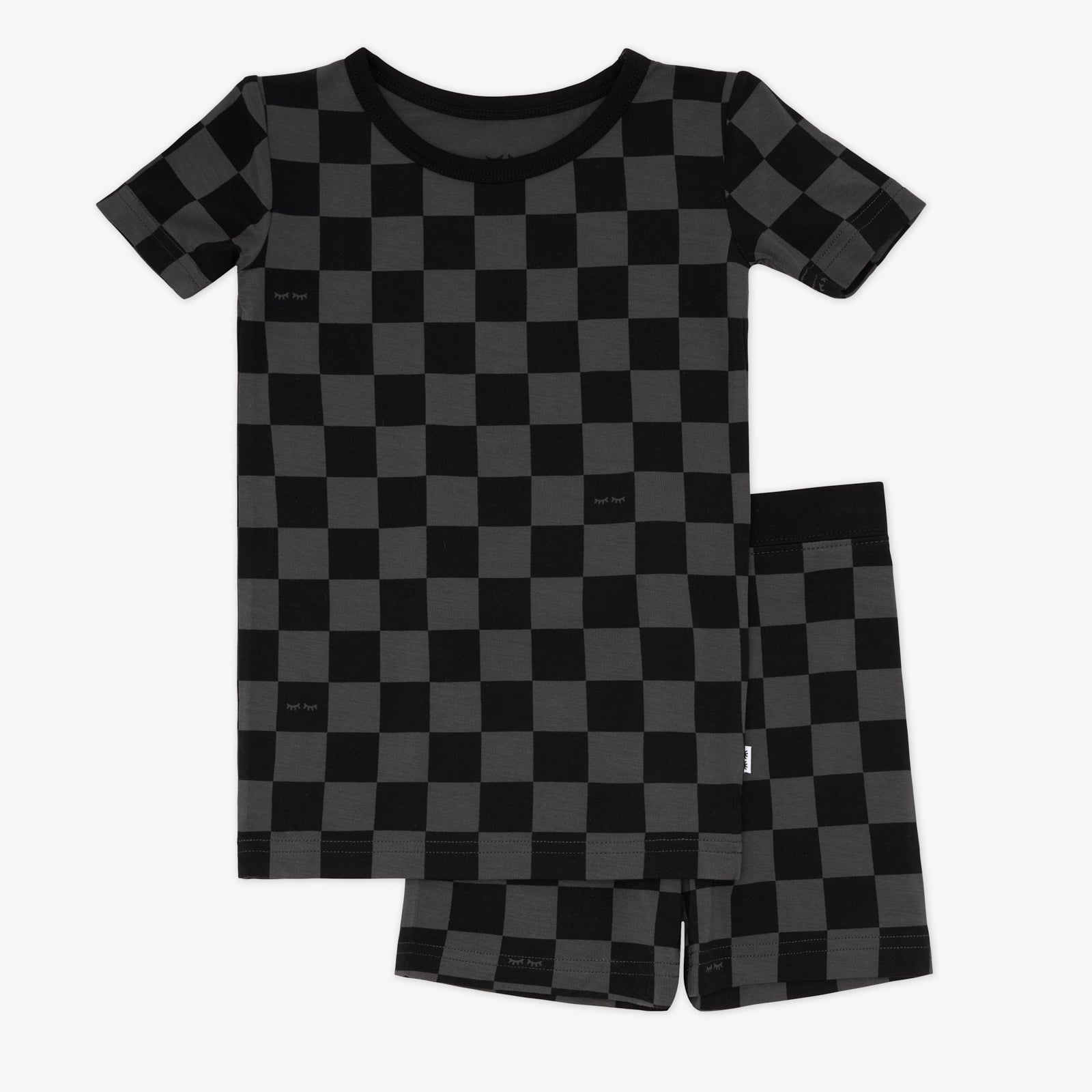 Monochrome Checks Two-Piece Short Sleeve & Shorts Pajama Set