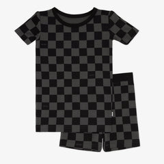 Monochrome Checks Two-Piece Short Sleeve & Shorts Pajama Set