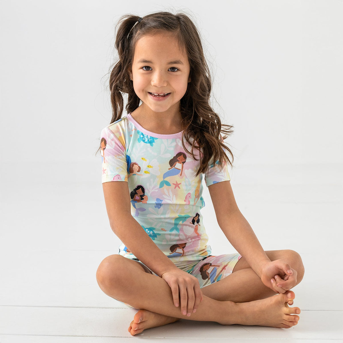 Mystic Mermaids Two-Piece Short Sleeve & Shorts Pajama Set