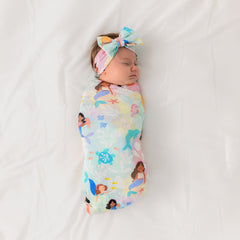 Mystic Mermaids Swaddle & Luxe Bow Headband Set