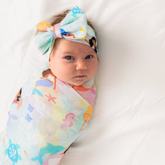 Mystic Mermaids Swaddle & Luxe Bow Headband Set