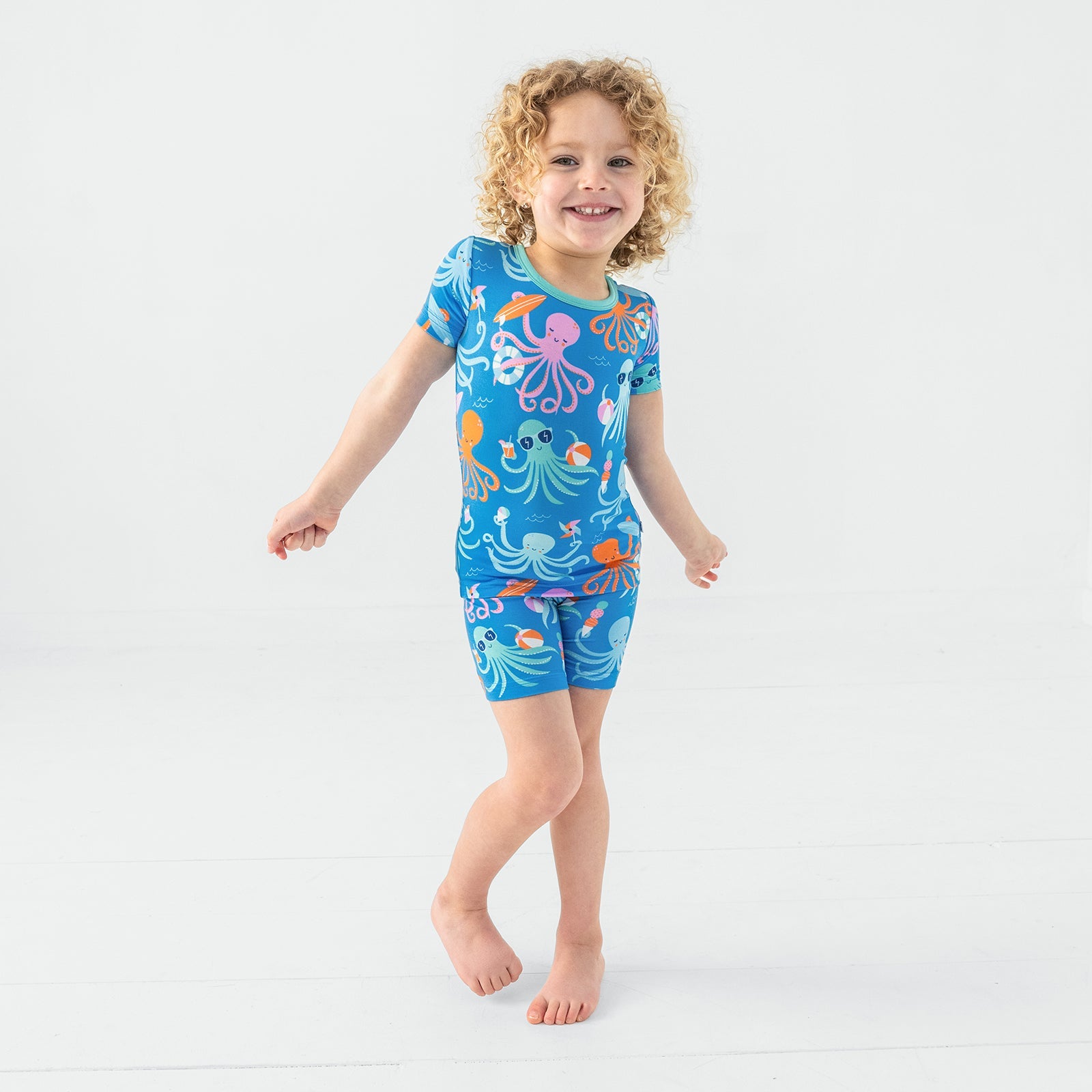 Octopus Party Two-Piece Short Sleeve & Shorts Pajama Set