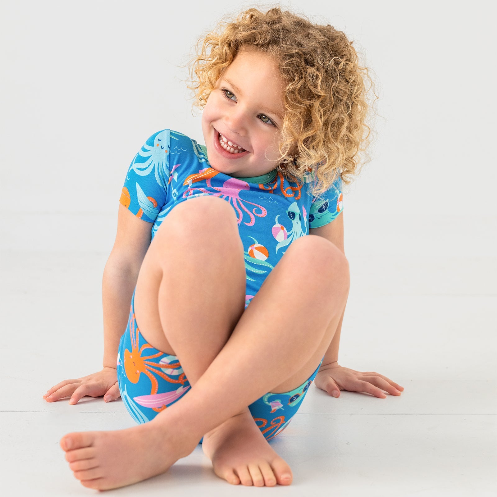 Octopus Party Two-Piece Short Sleeve & Shorts Pajama Set