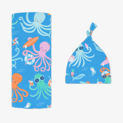 Octopus Party Swaddle & Hat Set