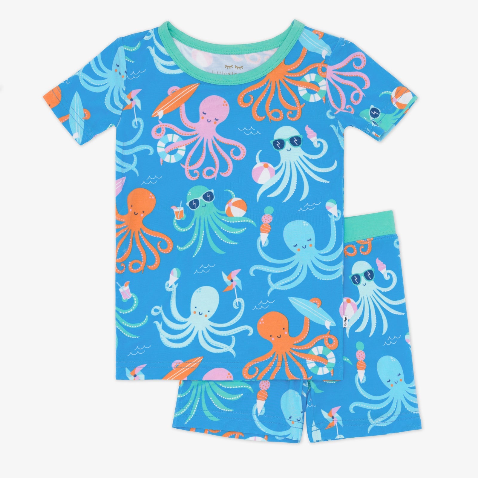 Octopus Party Two-Piece Short Sleeve & Shorts Pajama Set