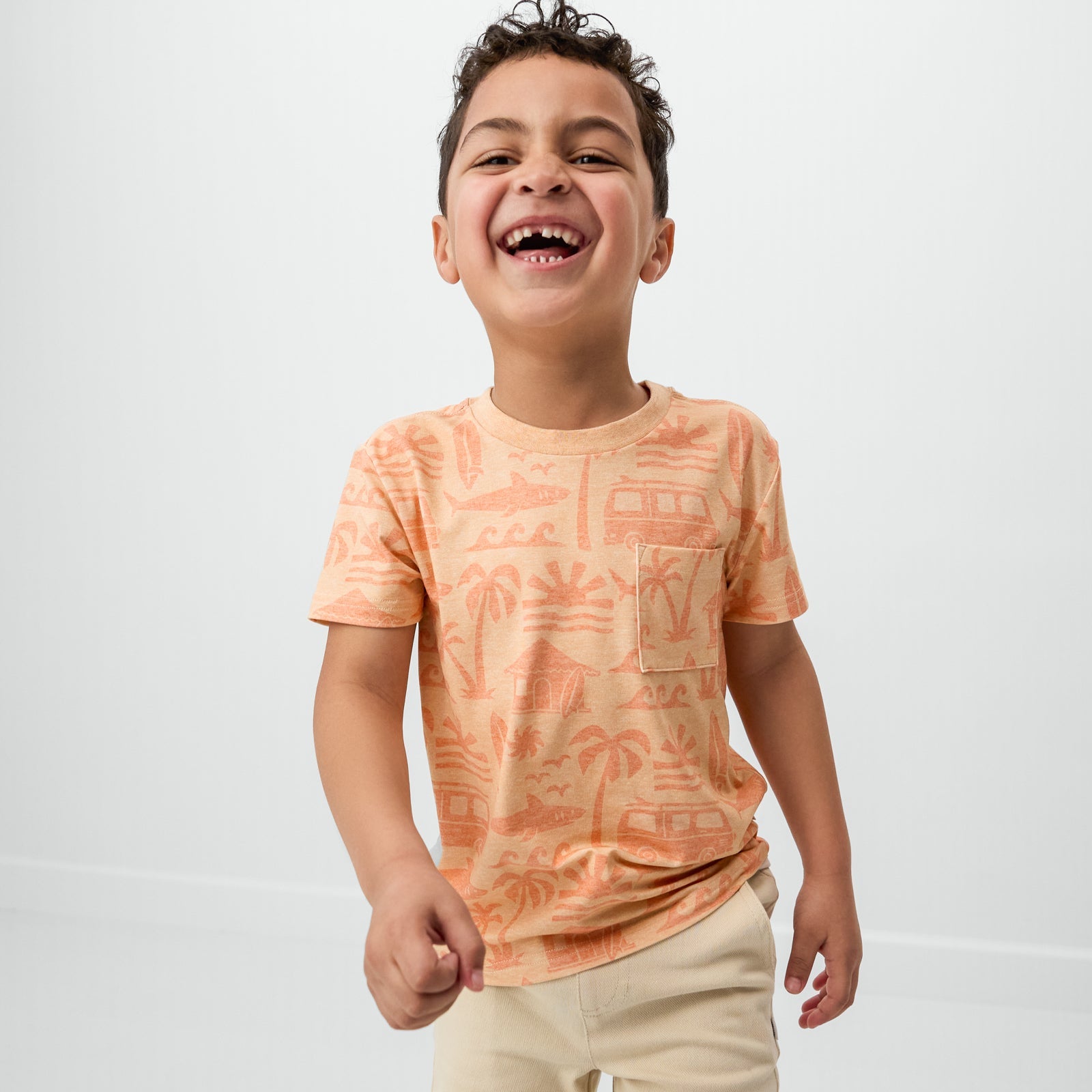 Orange Surf Shack Relaxed Pocket Tee