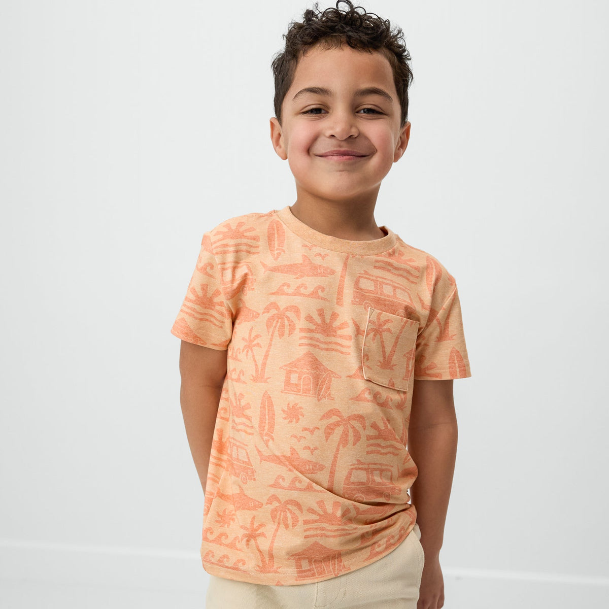 Orange Surf Shack Relaxed Pocket Tee
