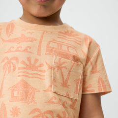 Orange Surf Shack Relaxed Pocket Tee