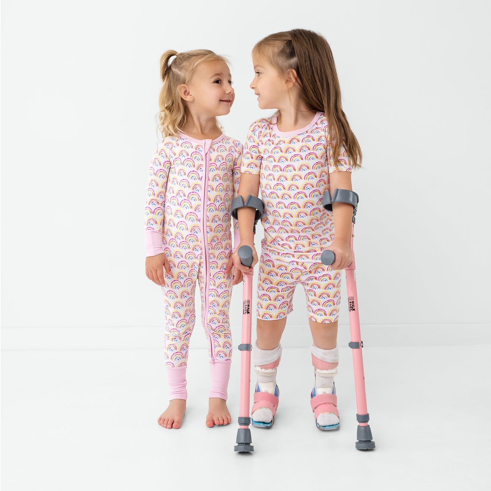 Pastel Rainbows Two-Piece Short Sleeve & Shorts Pajama Set