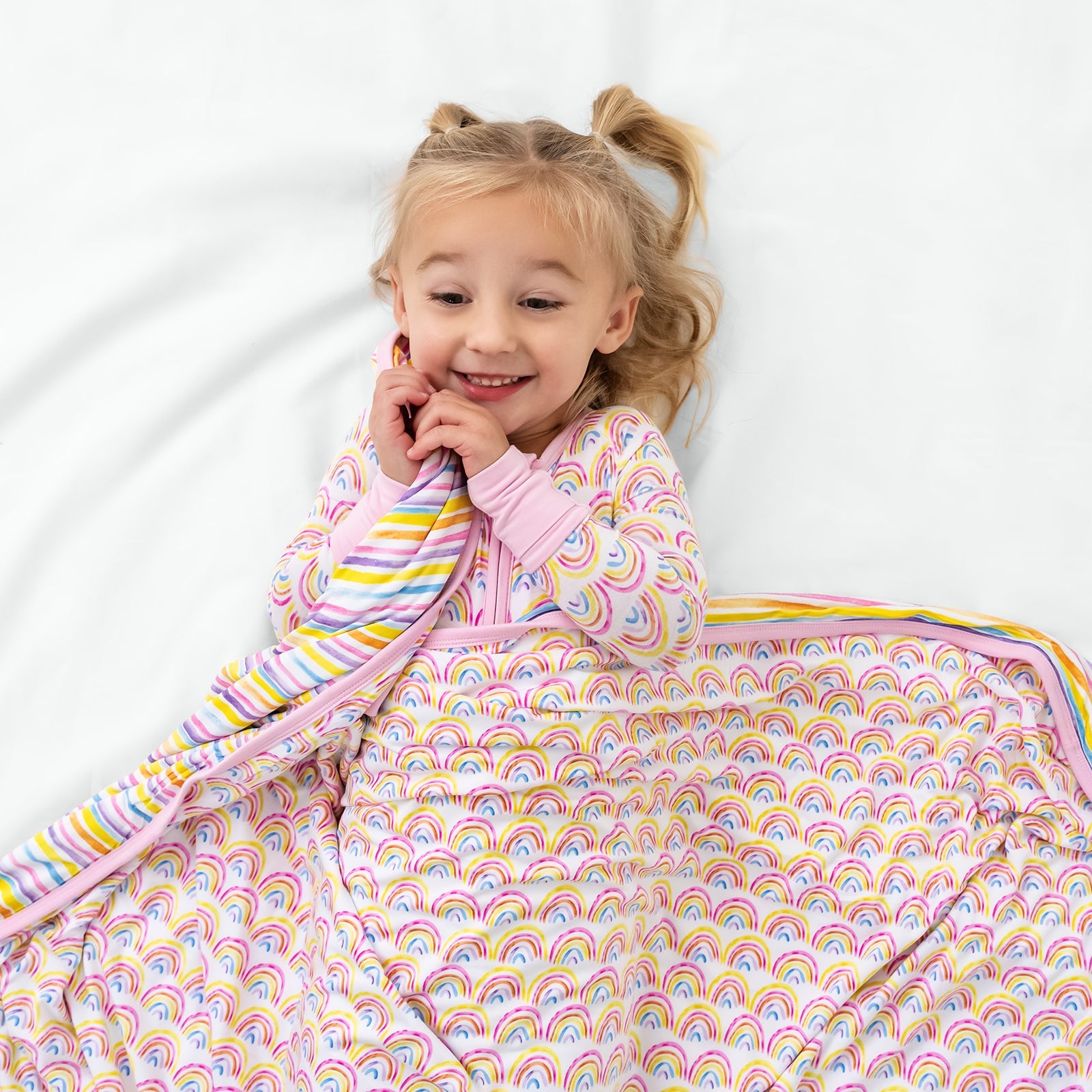 Pastel Rainbows & Sunrise Stripes Large Cloud Blanket®