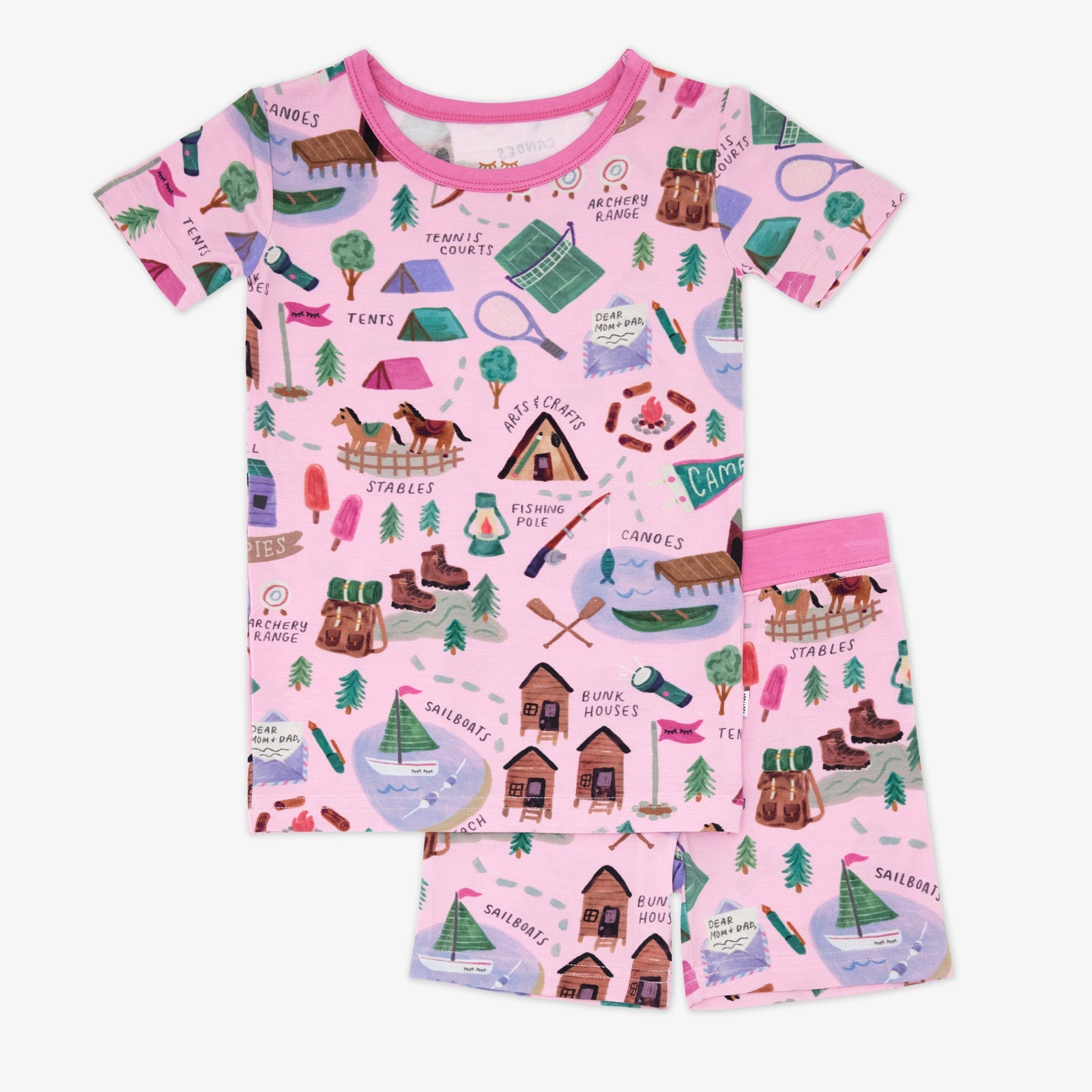 Pink Camp Sleepies Two-Piece Short Sleeve & Shorts Pajama Set
