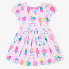 Pink Sweet Scoops Bow Back Skater Dress