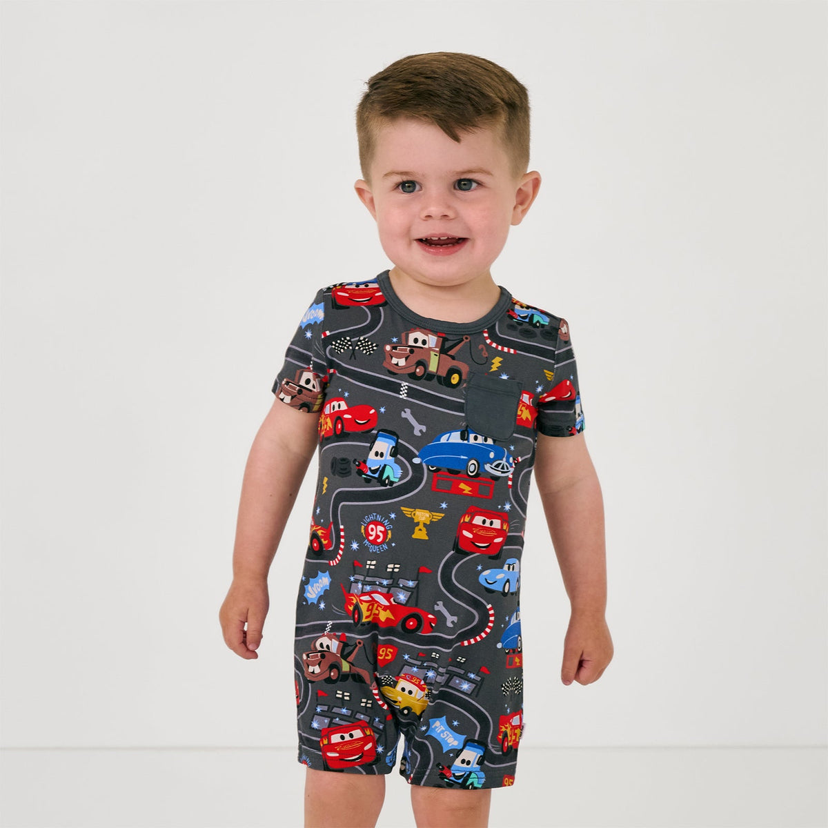 Disney & Pixar Piston Cup Pocket Shorty Romper