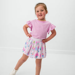 Pop Pink Stripes Flutter Tee
