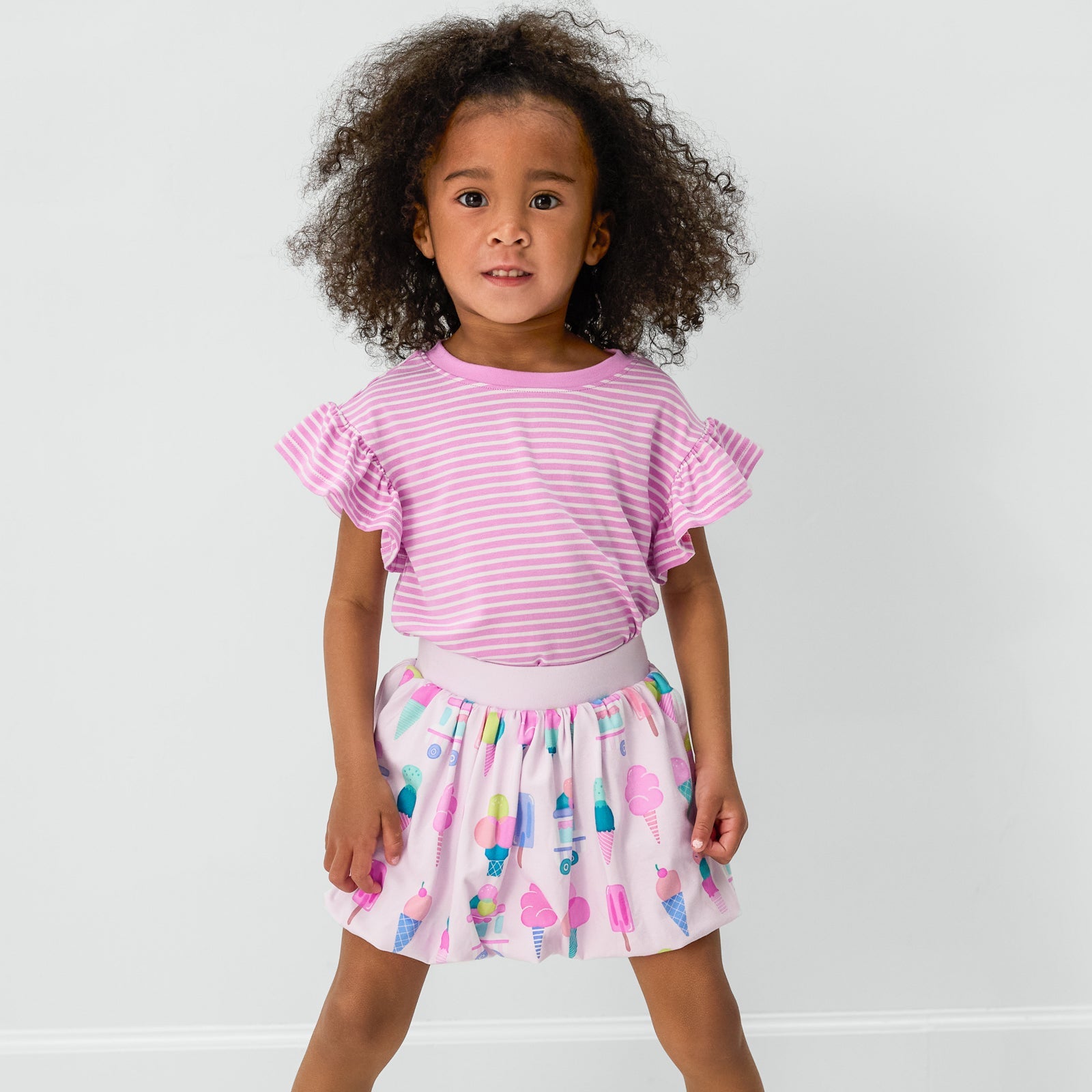 Pop Pink Stripes Flutter Tee