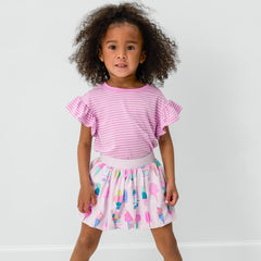 Pop Pink Stripes Flutter Tee