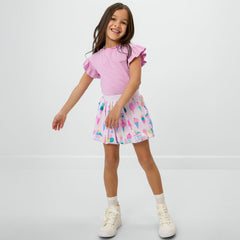 Pop Pink Stripes Flutter Tee