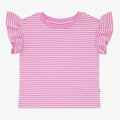 Pop Pink Stripes Flutter Tee